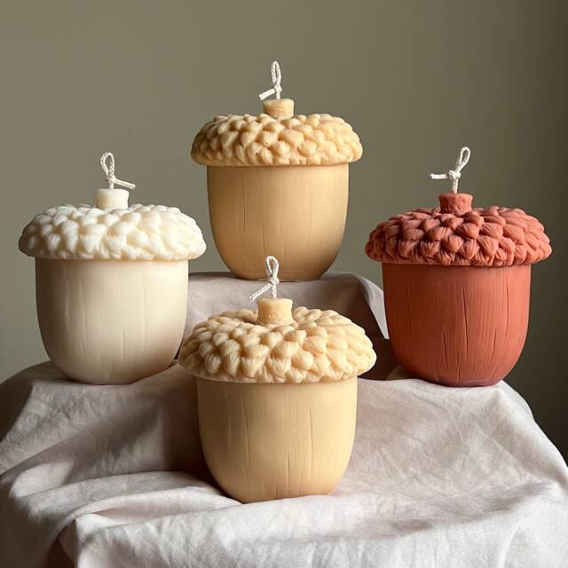 Large Autumn Acorn Soy Wax Candle - Sculptural Fall Decor - image 1