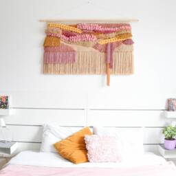 Large Colorful Yarn Wall Hanging Modern Fiber Art Tapestry - thumbnail 2