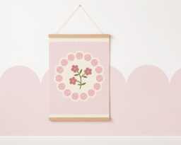 Pink Floral Flower Print, Girls Nursery Bedroom Wall Art