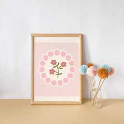 Pink Floral Flower Print, Girls Nursery Bedroom Wall Art - thumbnail 3