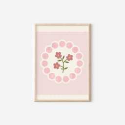 Pink Floral Flower Print, Girls Nursery Bedroom Wall Art - thumbnail 2