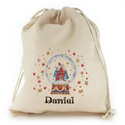 Personalized Christmas Gift Sack, Snow Globe Drawstring Bag - thumbnail 4
