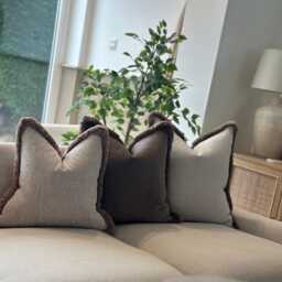 Mole Brown Velvet Fringed Cushion Cover Custom Size + Trim Colour - thumbnail 2