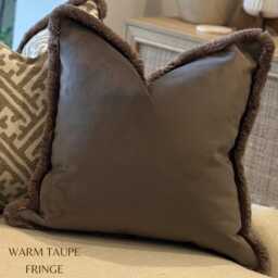 Mole Brown Velvet Fringed Cushion Cover Custom Size + Trim Colour - thumbnail 3