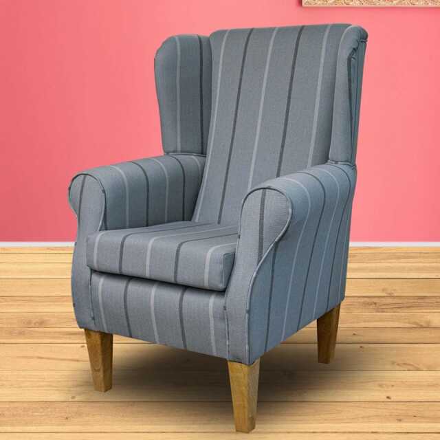 Dove Pinstripe Wingback Armchair - Luxury Quattro Fireside Accent Chair Made To Order in Britain - image 1
