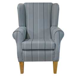 Dove Pinstripe Wingback Armchair - Luxury Quattro Fireside Accent Chair Made To Order in Britain - thumbnail 2