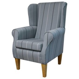 Dove Pinstripe Wingback Armchair - Luxury Quattro Fireside Accent Chair Made To Order in Britain - thumbnail 3