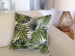 Palm Leaf Pillow Cover Tropical Green Cotton Cushion - thumbnail 1