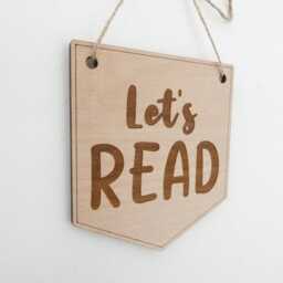 Let's Read Bunting - Story Time Wooden Nursery Decor Children's Bedroom Playroom Wall Art Accessory Reading Corner Decoration - thumbnail 2
