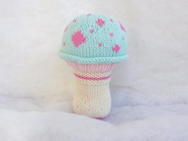 All Natural Soft Cotton Toad Stool Baby Rattle - image 1
