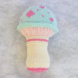 All Natural Soft Cotton Toad Stool Baby Rattle - thumbnail 2