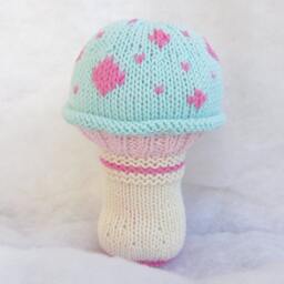 All Natural Soft Cotton Toad Stool Baby Rattle - thumbnail 3