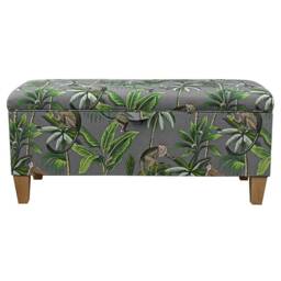 Grey Monkey Storage Bench - Tropical Animal Ottoman 100% Cotton Fabric Handmade in Britain - thumbnail 3