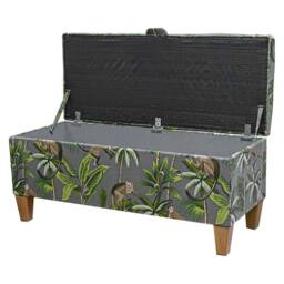 Grey Monkey Storage Bench - Tropical Animal Ottoman 100% Cotton Fabric Handmade in Britain - thumbnail 2