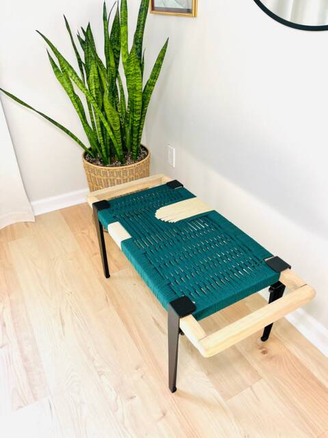 Hand-Woven Entryway Bench Mcm Style End Of Bed & Mudroom Seating - Custom-Made, Multiple Sizes - image 1