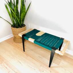 Hand-Woven Entryway Bench Mcm Style End Of Bed & Mudroom Seating - Custom-Made, Multiple Sizes - thumbnail 3