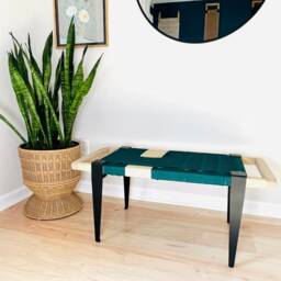 Hand-Woven Entryway Bench Mcm Style End Of Bed & Mudroom Seating - Custom-Made, Multiple Sizes - thumbnail 4