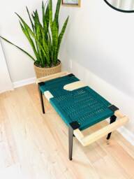 Hand-Woven Entryway Bench Mcm Style End Of Bed & Mudroom Seating - Custom-Made, Multiple Sizes - thumbnail 1