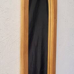 Gothic Arch Solid Wooden English Oak Keyhole Trefoil Wall Mirror & Shelf 106 cm Long Hand Made - thumbnail 4