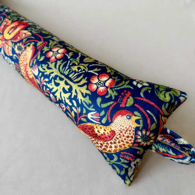 Strawberry Thief Navy Velvet Heavy Draught Excluder - William Morris 70-200cm Weighted Draft Stopper Windows & Doors - image 1
