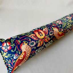 Strawberry Thief Navy Velvet Heavy Draught Excluder - William Morris 70-200cm Weighted Draft Stopper Windows & Doors - thumbnail 2