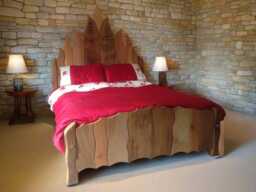 Flame Bed - Hand-Carved Fire Design Solid Oak Headboard Viking Fantasy Wooden Single Double King Wales UK