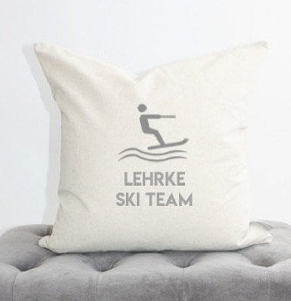 Personalized Waterski Team Pillow Cover, Water Ski, Lake Pillow, Lakehouse Housewarming Gift, House - image 1