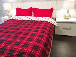 American Dream Queen Cotton Bedding Set, Red Plaid Duvet Cover