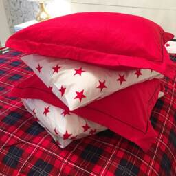 American Dream Queen Cotton Bedding Set, Red Plaid Duvet Cover - thumbnail 3
