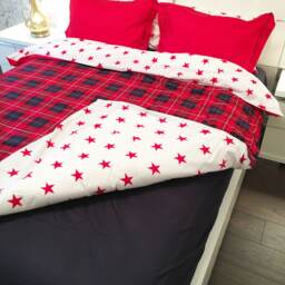 American Dream Queen Cotton Bedding Set, Red Plaid Duvet Cover - thumbnail 2