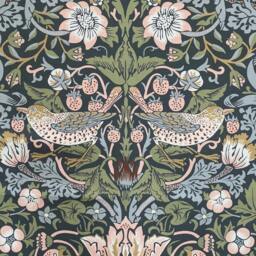 William Morris Strawberry Thief Roman Blind Custom Blue Grey Cotton - thumbnail 3