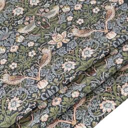 William Morris Strawberry Thief Roman Blind Custom Blue Grey Cotton - thumbnail 4
