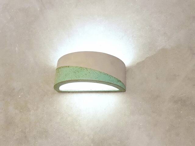 Handmade Ceramic Wall Sconce Turquoise Glazed Mid-Grey Light Fixture - image 1