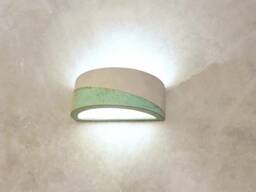 Handmade Ceramic Wall Sconce Turquoise Glazed Mid-Grey Light Fixture - thumbnail 1