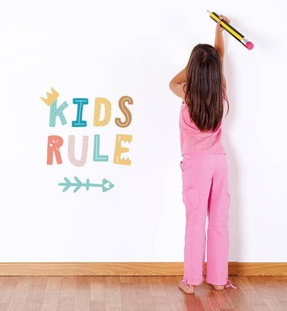 All Kids Rule Wall Sticker Decal - Quotes, Decals, Words, Inspiration, Decor, Family