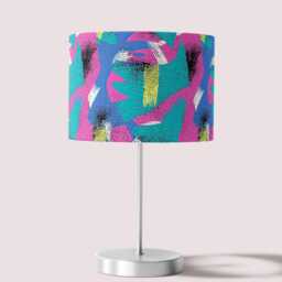 Velvet 80S Retro Print Lampshade 25cm 30cm 35cm 40cm 45cm Drum Lamp Shade - Eighties Pink Blue Handmade Home Decor Ceiling - thumbnail 2