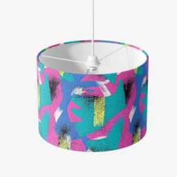 Velvet 80S Retro Print Lampshade 25cm 30cm 35cm 40cm 45cm Drum Lamp Shade - Eighties Pink Blue Handmade Home Decor Ceiling - thumbnail 3