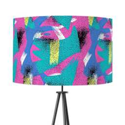 Velvet 80S Retro Print Lampshade 25cm 30cm 35cm 40cm 45cm Drum Lamp Shade - Eighties Pink Blue Handmade Home Decor Ceiling