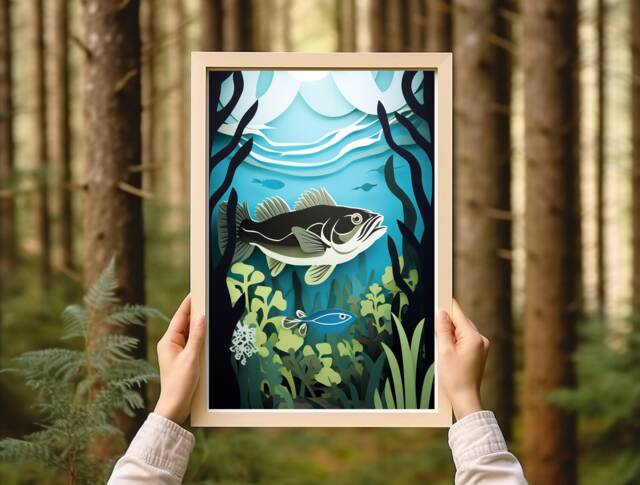 Vintage Walleye Paper-style Print, Northern Minnesota Fishing, Great Lakes, Fishing Gift, Art, Poster - image 1