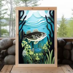 Vintage Walleye Paper-style Print, Northern Minnesota Fishing, Great Lakes, Fishing Gift, Art, Poster - thumbnail 2