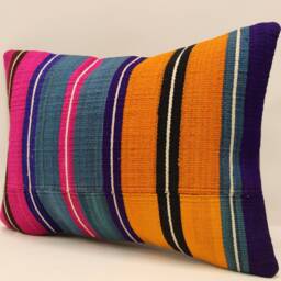Anatolian Kilim Pillow, Striped Handwoven Sofa Pillow, 14x20 Decorative Cushion Cover Throw Pillow 4Bef-230 - thumbnail 3