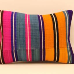 Anatolian Kilim Pillow, Striped Handwoven Sofa Pillow, 14x20 Decorative Cushion Cover Throw Pillow 4Bef-230 - thumbnail 2