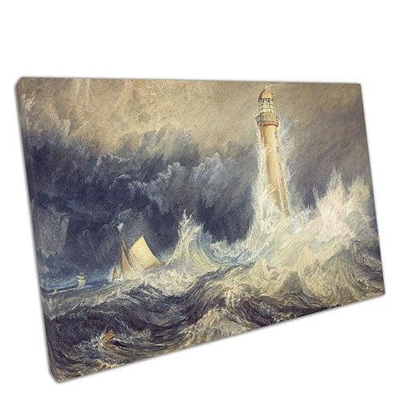 Bell Rock Lighthouse Art Print By J.m.w. Turner - Coastal Seascape Canvas For Home & Office Decor - image 1