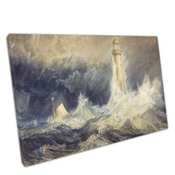 Bell Rock Lighthouse Art Print By J.m.w. Turner - Coastal Seascape Canvas For Home & Office Decor - thumbnail 1