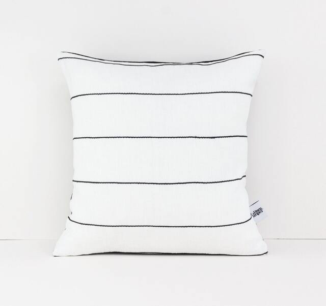 26x26 Pillow Cover White Throw Covers Modern, Linen Cushion Black & Euro Sham, Stripe Case - image 1