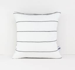 26x26 Pillow Cover White Throw Covers Modern, Linen Cushion Black & Euro Sham, Stripe Case - thumbnail 1