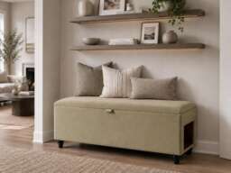 Luxury Cat Den Storage Ottoman Bench & End Of Bed Bench Hidden Pet in A Handmade Velvet With House
