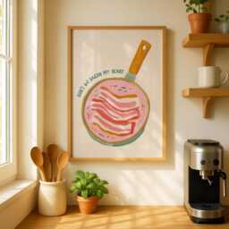 Bacon Poster - Kitchen Art Decor Funny Prints For Kitchen My Heart - thumbnail 3
