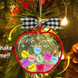 Personalized Teacher Christmas Apple Ornament Shaker Gift From Students - thumbnail 2