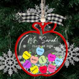 Personalized Teacher Christmas Apple Ornament Shaker Gift From Students - thumbnail 4